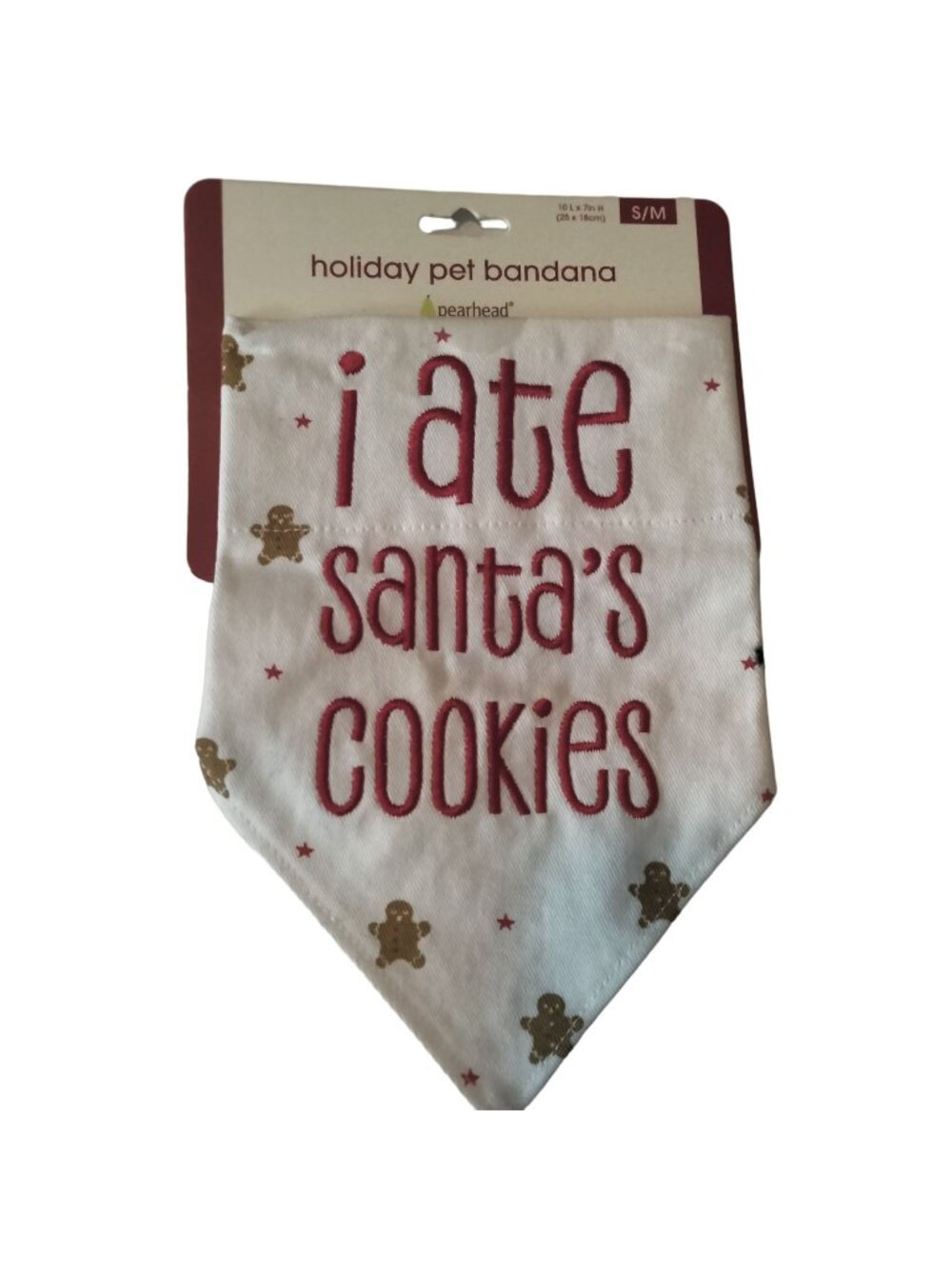 Pearhead Dog Bandana I Ate Santos Cookies Small Christmas  Attach to Collar USA
